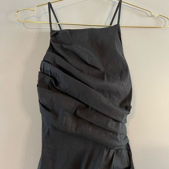 ZARA Linen Blend Strappy Mini Dress || SZ XS || Black - Picture 8 of 15